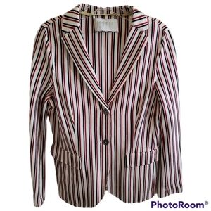 Harris Wharf London Cotton Striped Blazer Jacket 46 IT Large White Red Black